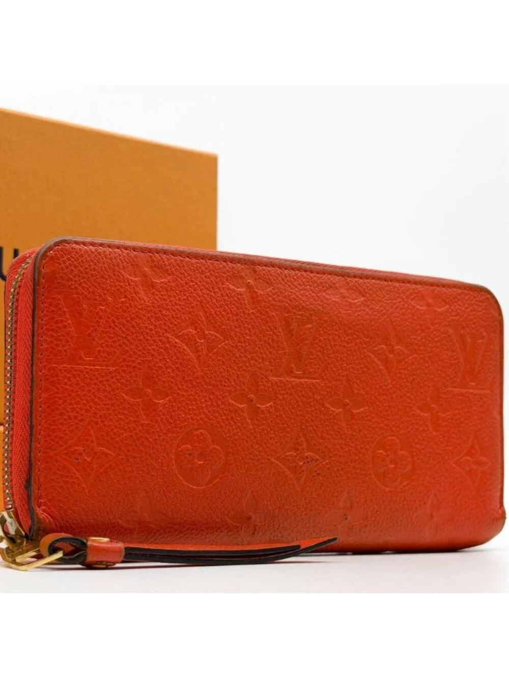 Louis Vuitton Zippy Wallet Empreinte Orange Round